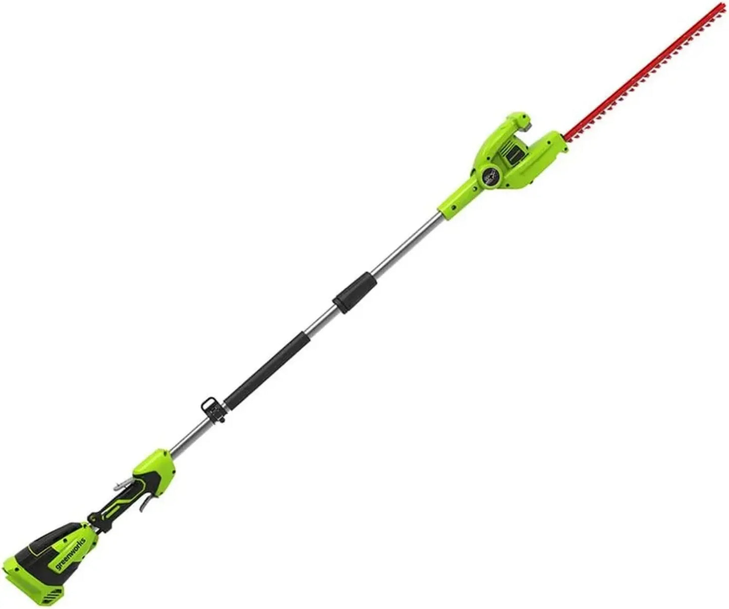 Taille-haie sur perche sans fil Greenworks G40PHA, lames 51 cm, coupe branches épaisses 18 mm, tête pivotante 125°, 3000 tr/min, sans batterie ni chargeur, garantie 3 ans